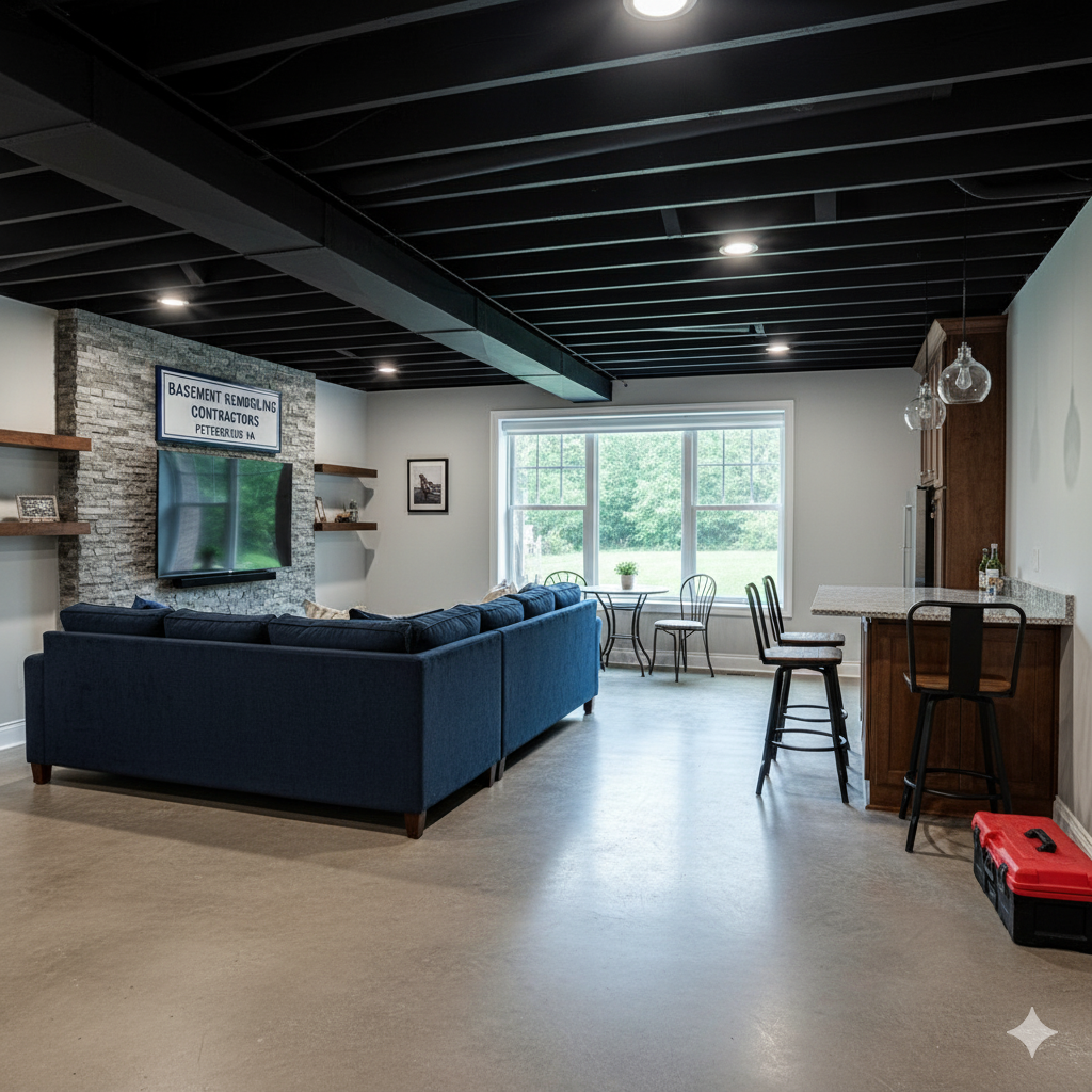 Basement remodeling contractors in Petersburg VA - Virginia Home Remodeling Experts finished basement